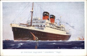 NOUVEAU PAQUEBOT Colombie  French Line Steamer Steamship Ship Postcard