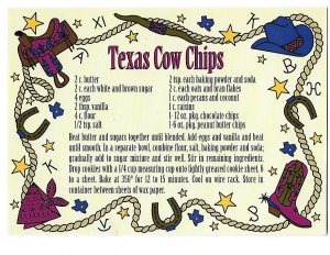 Texas Cow Chip Drop Cookies Chocolate & Peanut Butter Chips  4 by 6 card