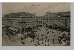 France - Paris. St. Lazare Station & Terminal Hotel, Street Scene