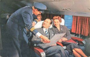 Swissair 1956 Transatlantic DC-6 B Passenger Cabin Postcard