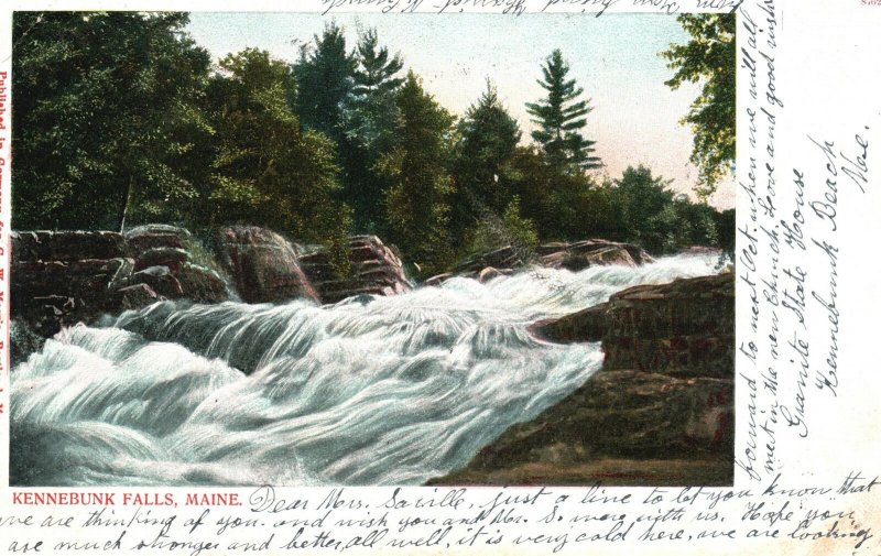 Vintage Postcard 1904 Kennebunk Falls Scenic Waterfalls Kennebunkport Maine ME