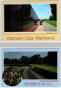 2 Postcards WASHINGTON D.C. ~ Statue & Wall VIETNAM WAR MEMORIAL c1990s - 4x6