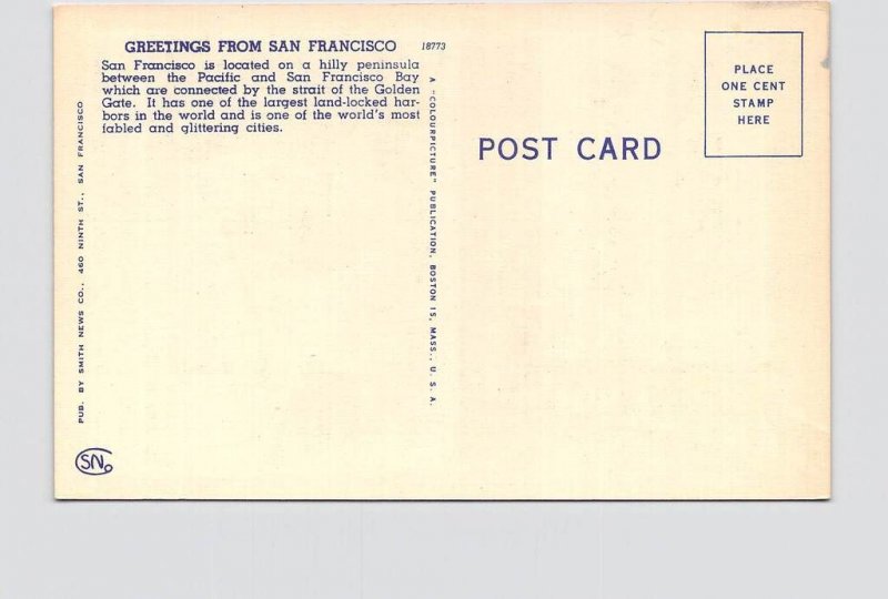 BIG LARGE LETTER VINTAGE POSTCARD GREETINGS FROM CALIFORNIA SAN FRANCISCO #1 CHI