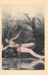 Nude Women Fishing Poles Set of Six Postcards