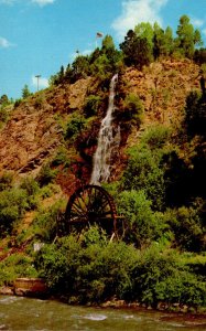 Colorado Idaho Springs Clear Creek Waterfall and Water Wheel