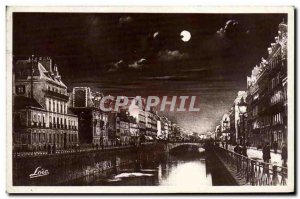 Old Postcard Rennes Quays Moonlight