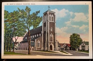 Vintage Postcard 1942 St. Mary's Catholic Church, Taunton, Massachusetts (MA)