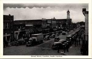 Postcard Broad Street in Camden, South Carolina