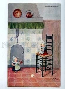 187470 GNOME Girls housewife TEA Knitting by HOFFMANN Vintage