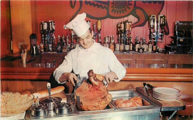 Chief Carving Meat Frederick Marlin Hotel Moorehead Minnesota Postcard 20-13829