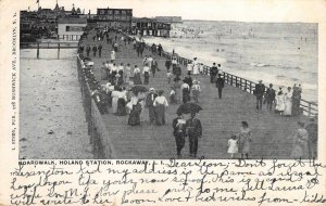 Boardwalk, Holland Station ROCKAWAY, L.I. New York Long Island 1908 Antique