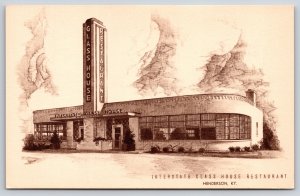 Henderson Kentucky~Interstate Glass House Restaurant Sketch~Vintage Postcard