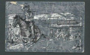 1961 Post Card Pony Express Centennial On Foil Damaged By Post Office Scarce--