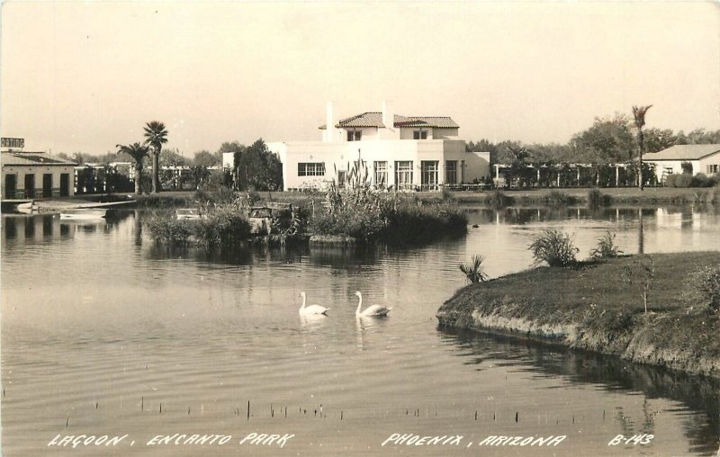 Postcard RPPC Arizona Phoenix Lagoon Encanto Park Cook B143 23-1058