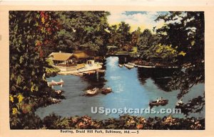 Boating, Druid Hill Park - Baltimore, Maryland MD Postcard
