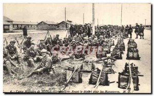 Military Camp Souges Old Postcard Before departure for maneuvers (militaria)