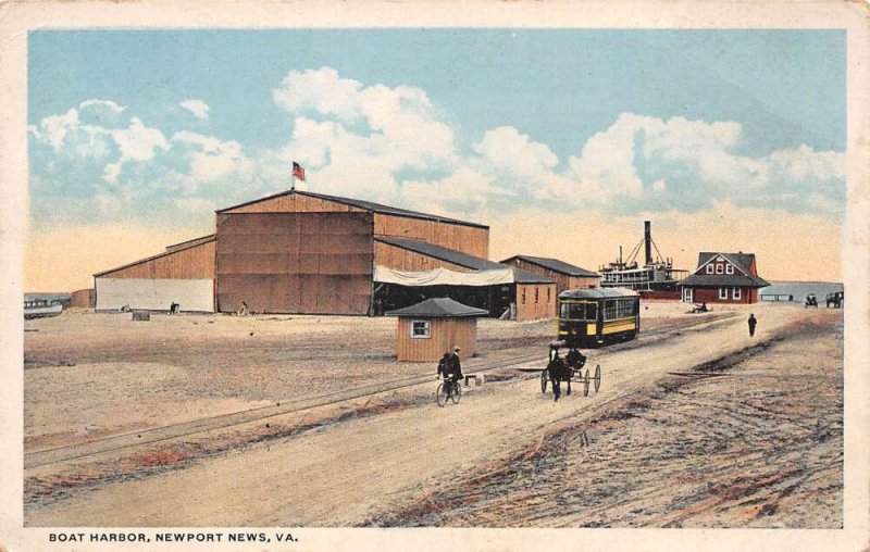 Newport News Virginia Boat Harbor, White Border Vintage Postcard U7930