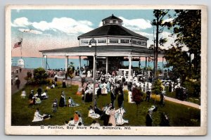 Baltimore MD Crowd At Bay Shore Park Carousel Pavilion Maryland Postcard H41