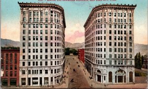 Postcard Boston and Newhouse Buildings in Salt Lake City, Utah
