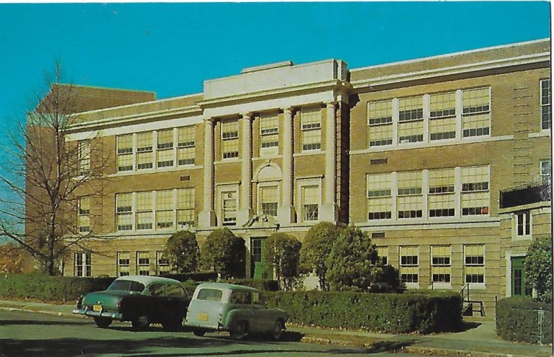 Public School Hastings-on-Hudson New York 1950s Station Wagon & Car in Front