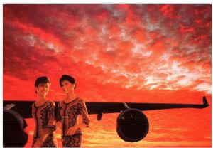 Singapore Airlines Airline Issued Airplane Two Flight Attendants Postcard