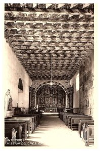 RPPC Postcard Interior Mission Dolores Church Sanctuary Religion