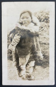 1930s Anchorage AK USA RPPC Real Picture Postcard To New Haven CT Eskimo Child