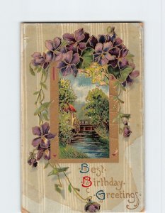 Postcard Best Birthday Greetings with Flowers Art Print