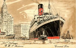 Cunard Line - RMS Andania.   Artist: Rosenvinge