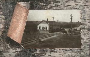 State Line NH B&M RR Train Station Depot c1910 Postcard