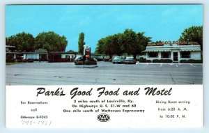 LOUISVILLE, KY Kentucky ~ PARK'S GOOD FOOD & MOTEL c1950s Cars  Postcard