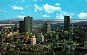 VINTAGE POSTCARD BIRD'S EYE VIEW OF MONTREAL QUEBEC  FROM MOUNT ROYAL 1960s