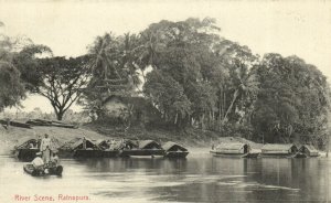 PC CPA SRI LANKA, CEYLON, RIVER SCENE, RATNAPURA, Vintage Postcard (b13666)