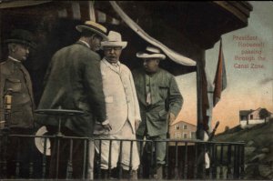 US President Teddy Roosevelt Panama Canal RR Train c1910 Postcard