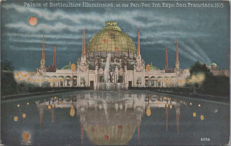 Postcard Palace of Horticulture Illuminated Panama Pacific Expo San Francisco CA