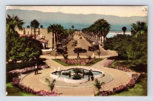 Cabrillo Boulevard  Santa Barbara CA UNP Hand Colored Albertype Postcard K13