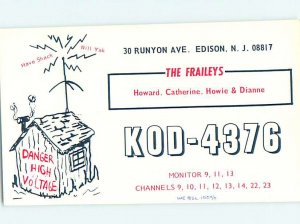 Pre-1980 RADIO CARD - CB HAM OR QSL Edison New Jersey NJ AH0507