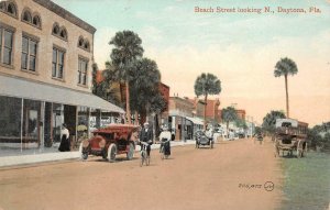 BEACH STREET LOOKING NORTH DAYTONA FLORIDA POSTCARD 1909