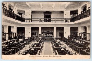 1910's INTERIOR OF CARNEGIE LIBRARY PENN STATE COLLEGE PA ANTIQUE POSTCARD