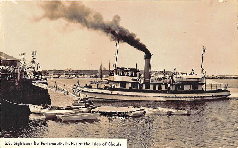 Isles of Shoals Portsmouth NH S.S. Sightseer Steam Ship RPPC Postcard