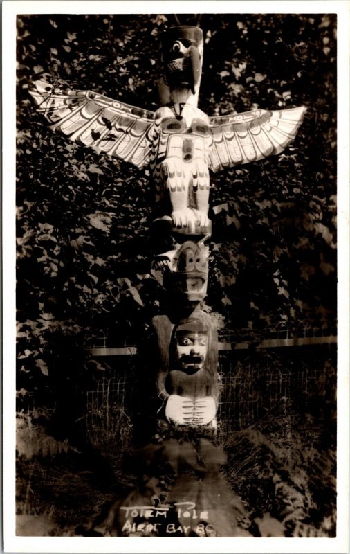 Real Photo Postcard Totem Pole Alert Bay British Columbia 