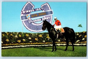 c1950 Calumet Farm's Gen Duke 1957 Derby Winner Gulfstream Park Florida Postcard