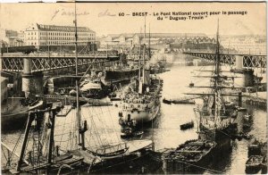 CPA BREST - Le Pont National ouvert pour le passage du Duguay-Trouin (650318)