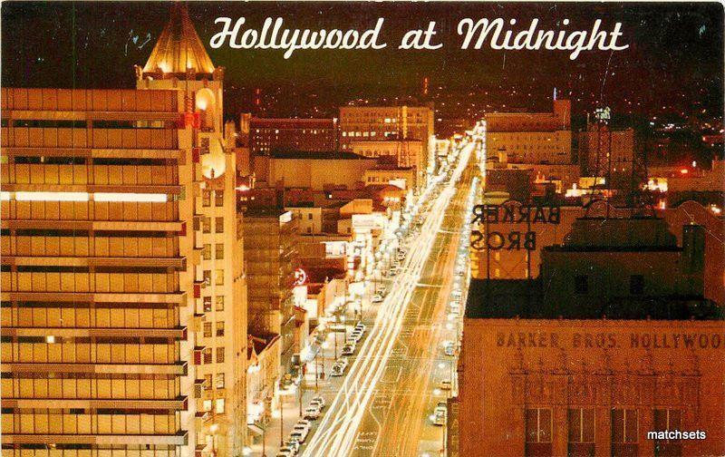 1950s Night Hollywood California Western Publishing postcard 11210