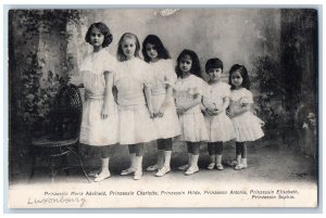 Luxembourg Postcard Six Young Princesses Lined Up from Big to Small c1910