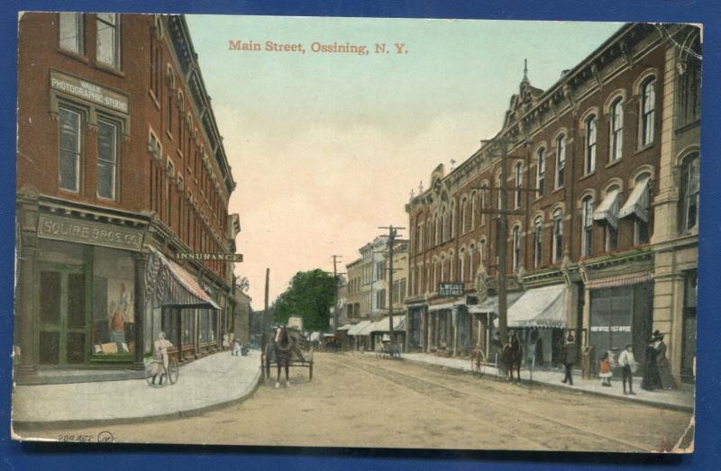 Ossining New York ny Main Street scene old postcard