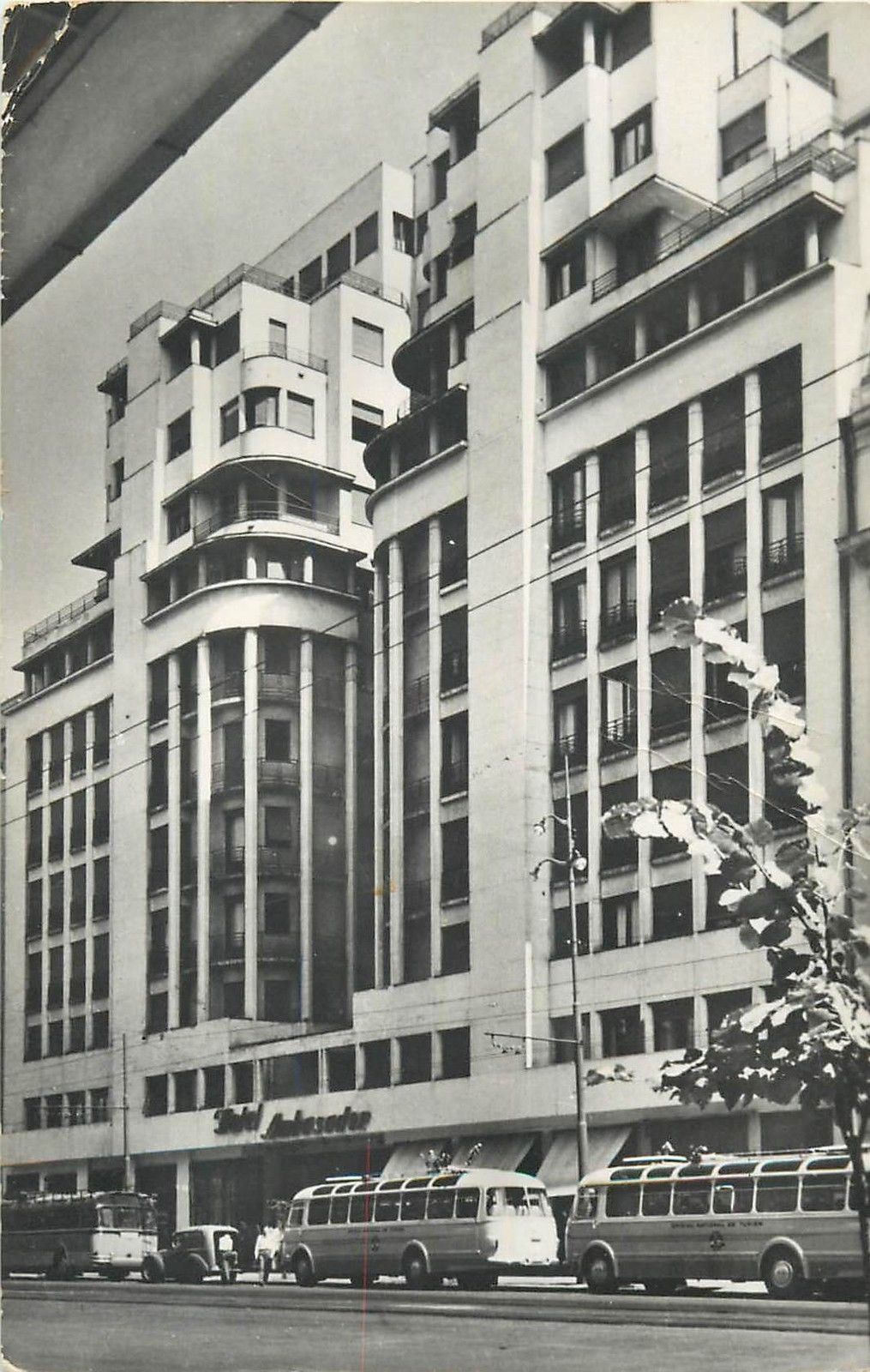 Romania 60s Hotel Ambasador Old Buses In Front Bucuresti - 