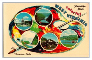 Postcard WV Greetings From Colorful West Virginia Vintage Standard View Map Card 