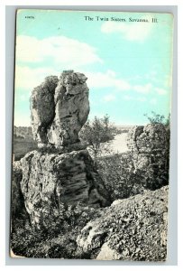 Vintage 1910's Postcard Twin Sisters Mississippi Palisades Park Savanna Illinois