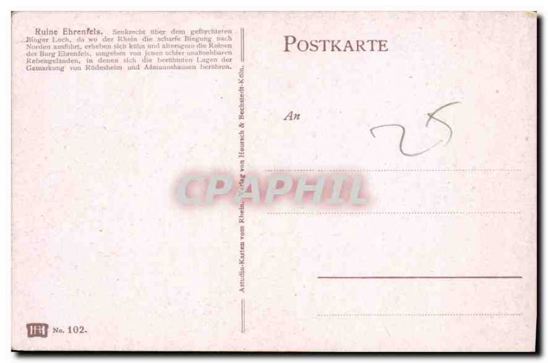 Postcard Old Ruin Ehrenfels